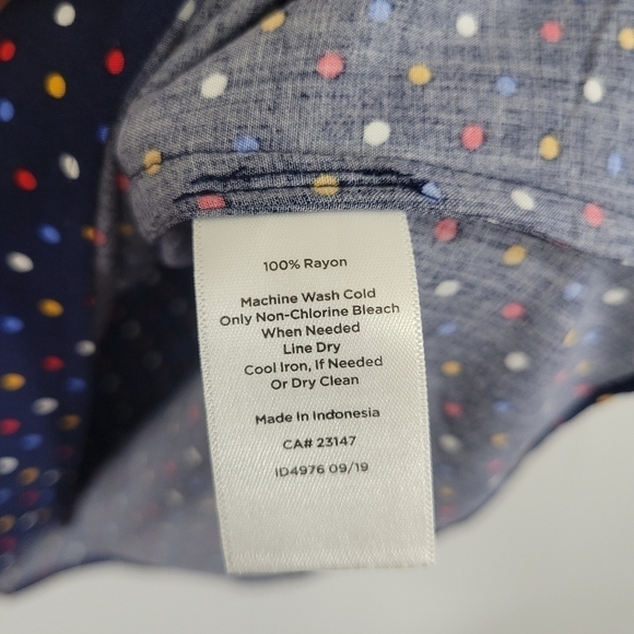 New Talbots Navy Polka Dot Long Sleeve Rayon Top Medium - Picture 7 of 9